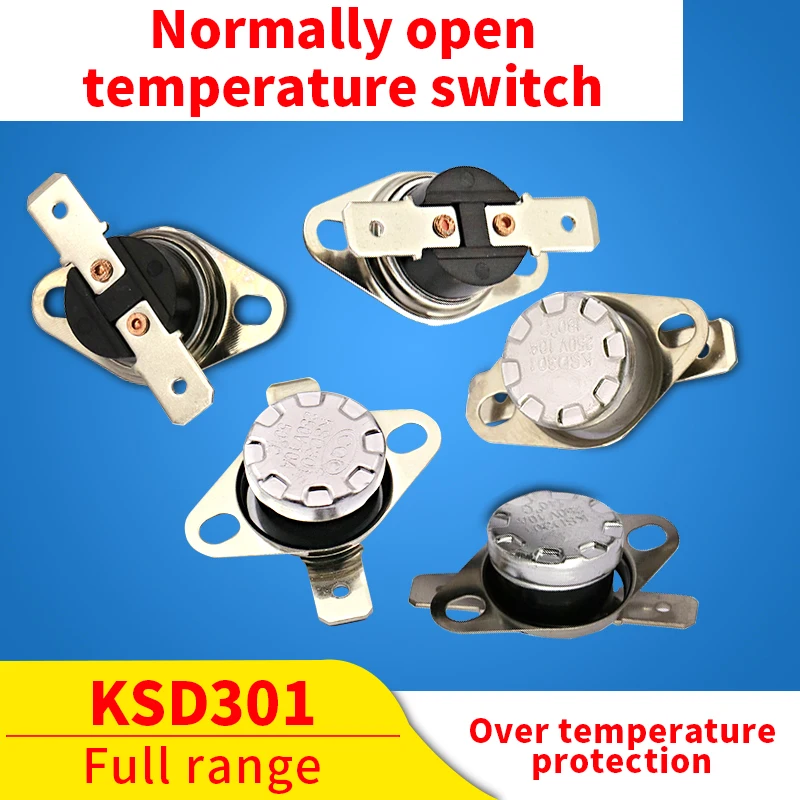 1PCS KSD301 10A 250V 45-145 Degree Ceramic KSD301 Normally Open Temperature Switch Thermostat Thermal Control Switch