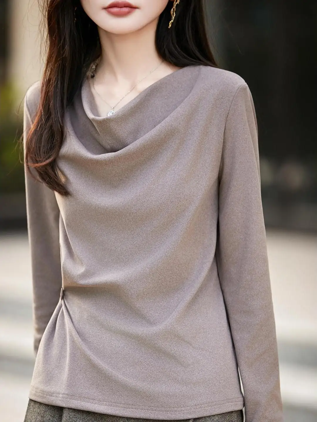 Elegant Fashion Small Shirt Top with Pile Collar Versatile Slimming Base Layer Shirt German Velvet Trendy T-Shirt for Women