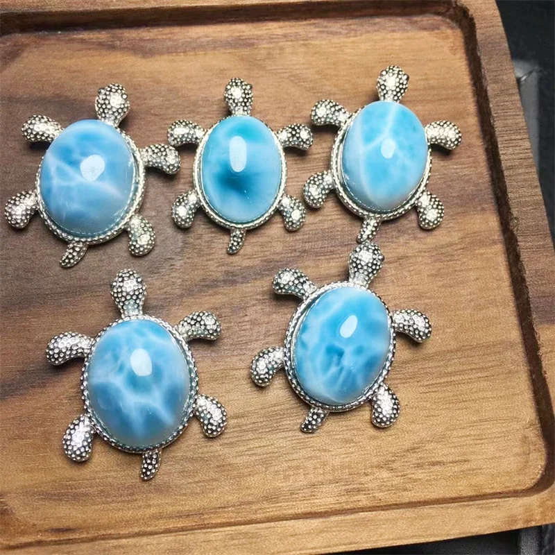 Natural Larimar tortoise Carving Healing Fashion Home Decoration Birthday Present Holiday Gift 1pcs