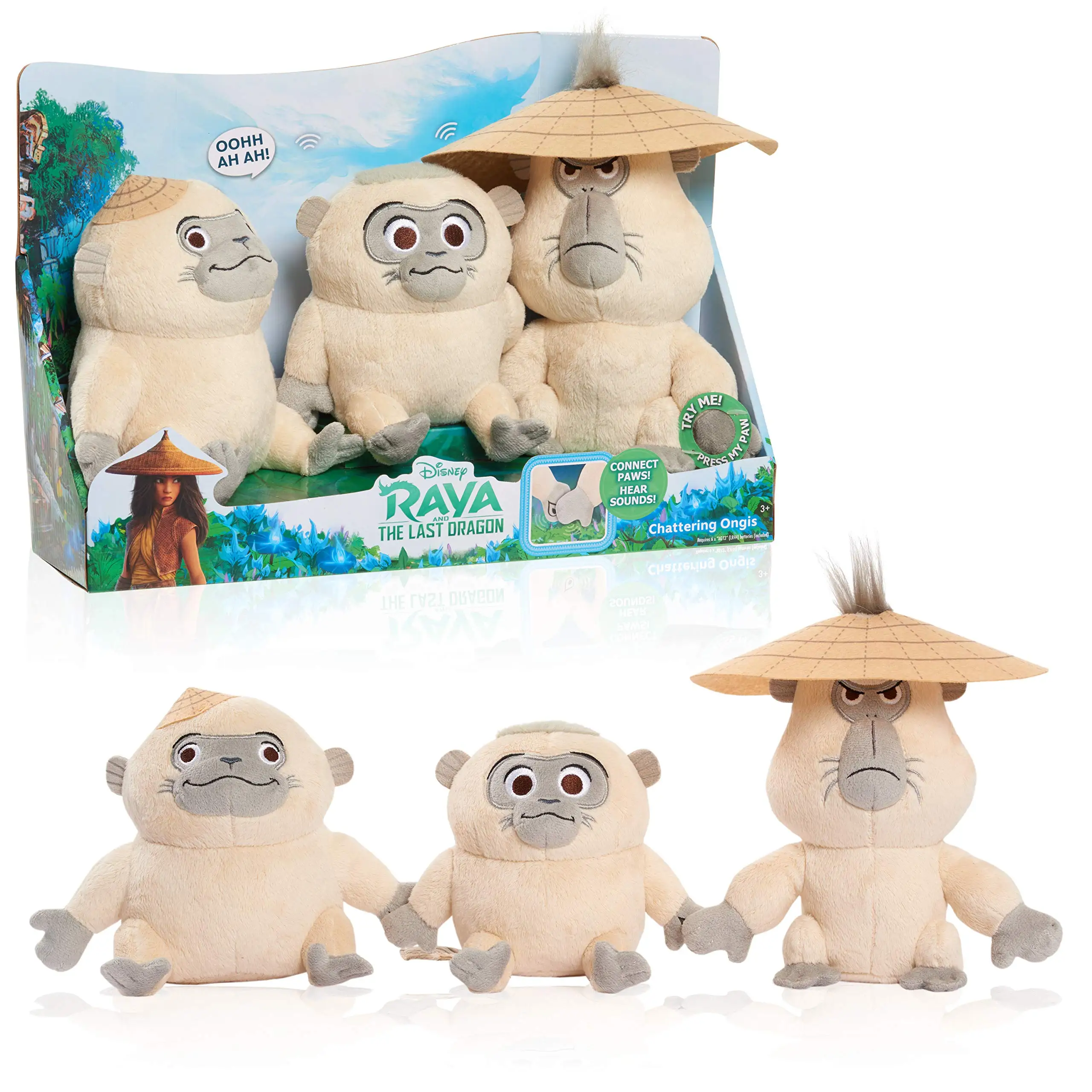 Disney Raya and The Last Dragon Dolls Chattering Ongis Plush Collections Collector 3Piece Set Connecting Stuffed Animals Figures