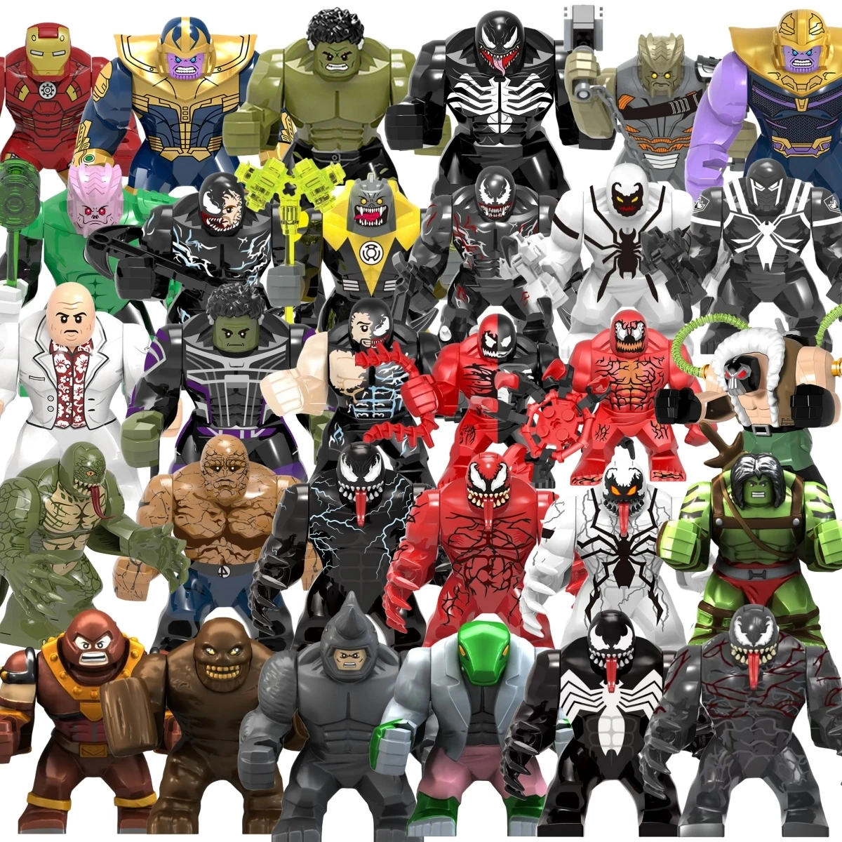 

Blind Box Mini Building Blocks X654 Figures Big Goblin Spiderman Iron Man Venom Captain Hawk Deadpool Armor Christmas Gifts Toys