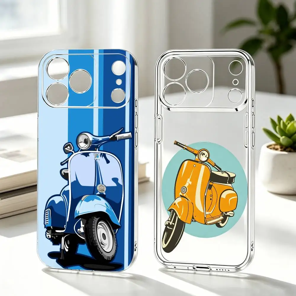 Funda Transparente para Teléfono Moto B-Bike Cool para Scooters V-Vespas, Compatible con iPhone 17 16 15 14 13 12 11 Mini Pro Max Plus