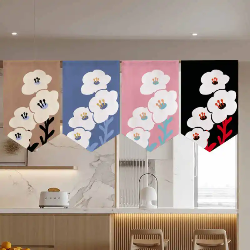 VIKAMA Minimalist Cat Paw Line Half Curtain Velcro No Drill Nordic Style for Kitchen Window