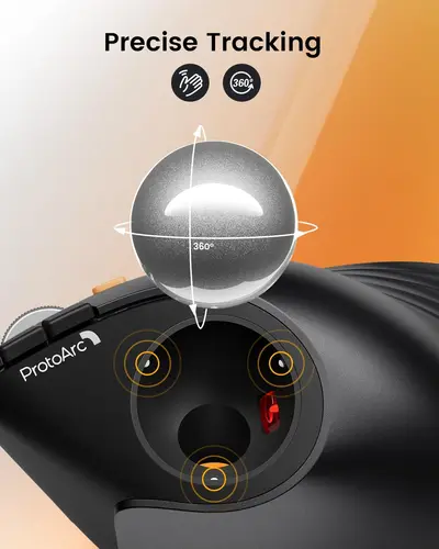 Imagen 2 del producto ProtoArc-ratón Trackball inalámbrico Vertical EM05 NL, ergonómico, con Bluetooth, recargable, para ordenador portátil y pulgar