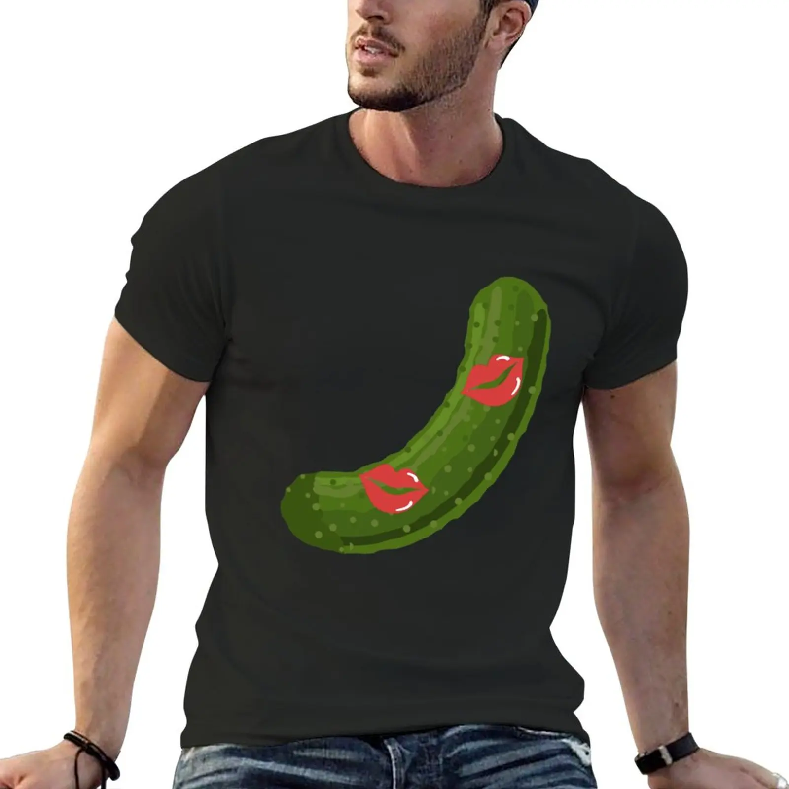 New Pickle with a kiss T-Shirt new edition t shirt cute tops boys t shirts vintage t shirt mens graphic t-shirts pack