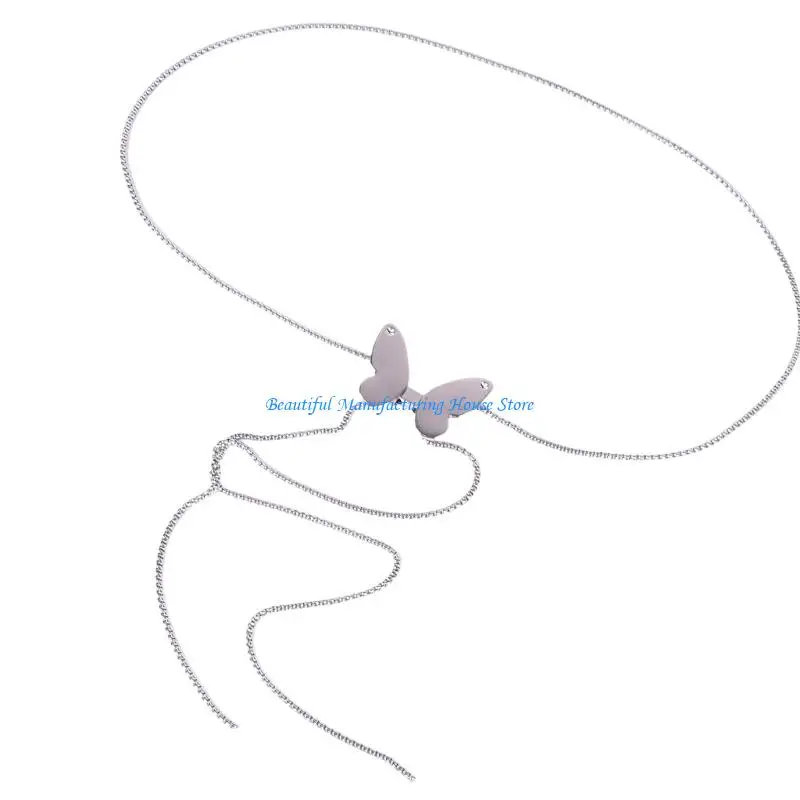 

E56A Metal Butterfly Waist Jewelry Adjustable Body Chain Waist Or Neck Wearable For Sensitive Skin Fashion Accessory