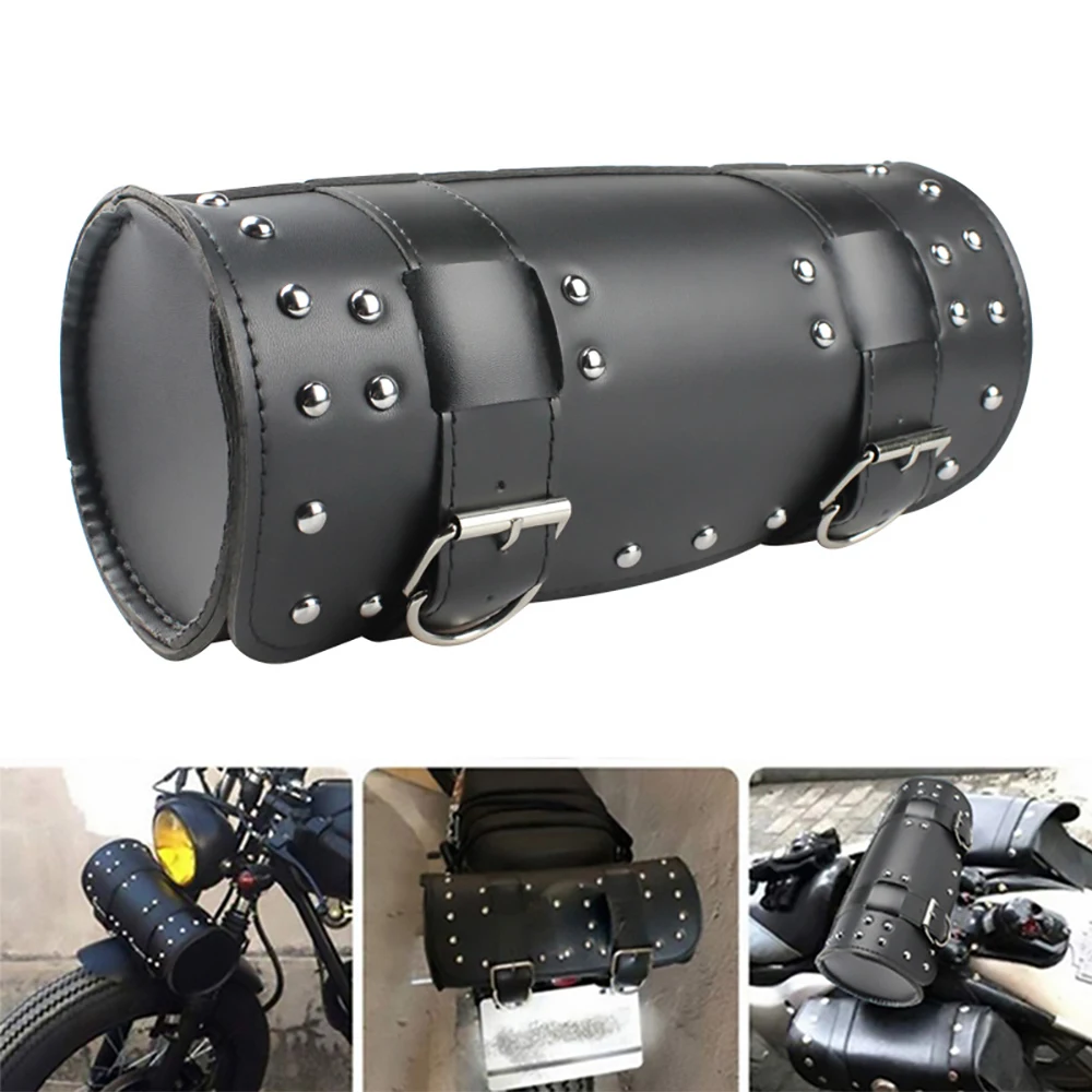 Rebel500 Storage Bag Motorcycle Tool Bag Quick Release Leather Black Headstock Bag Fit For Honda Rebel 250 300 500 CMX300 CMX500