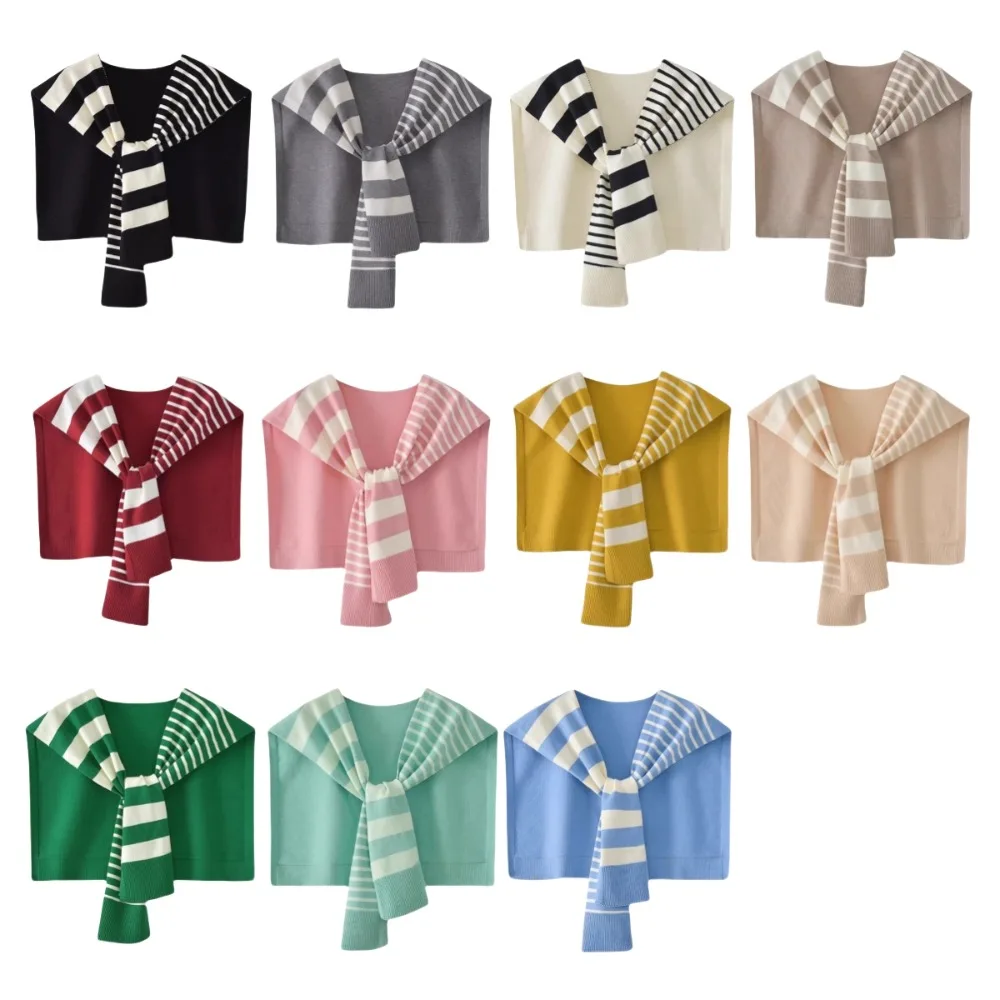 Semplice protezione solare da uomo scialle lavorato a maglia avvolge stile coreano asimmetria striscia sciarpa mantello annodato colletto finto avvolge vestiti decorazione