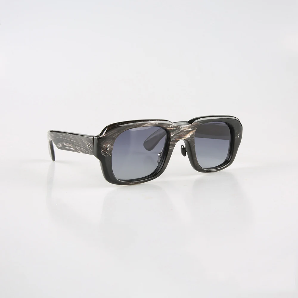 Women's Sunglasses Men Vintage Thick Stripes Square Retro Handmade Buffalo Horn Sunglass Man Fashion Glasses - view 5