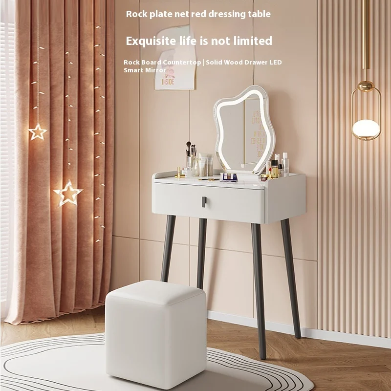 2025 New Style Italian-Style Solid Wood Dressing Table Storage Box Simple Modern Design for Small Apartments for Makeup Vanity