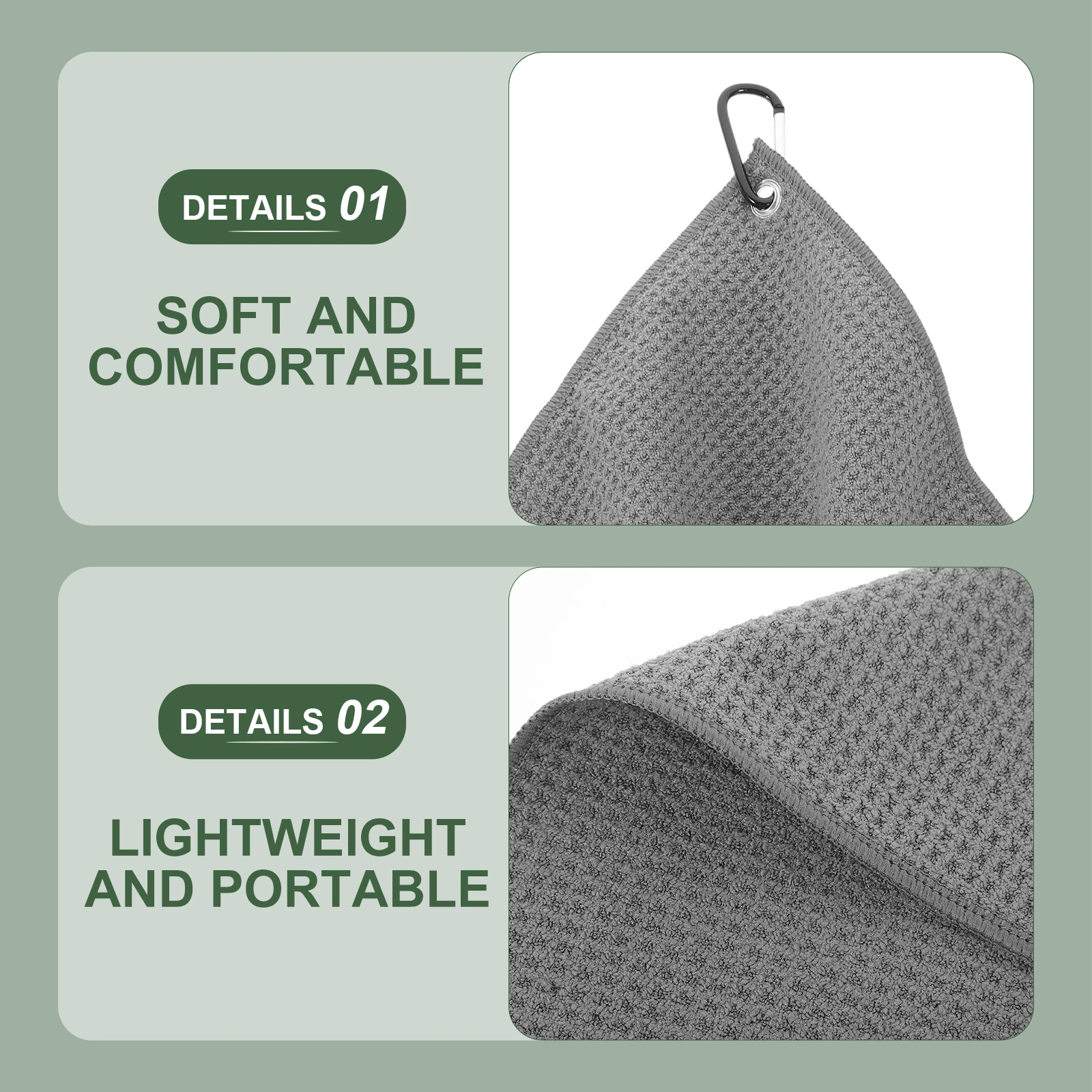 

2pcs 30x30cm Sports Towel Pack Portable Microfiber Golfing Wet Dry Towels Balls Cleaner Absorb Moisture Lightweight Breathing
