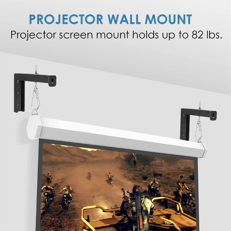 6" Projector Screen Mounting Brackets with Adjustable Hooks for Wall or Ceiling Installation, Home Theater Accessories