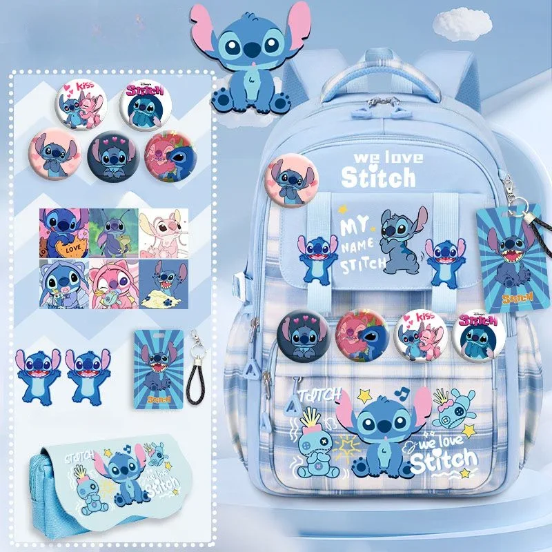 Disney Stitch Animation Peripheral Creative Cartoon Cute Print mochila informal ligera de gran capacidad versátil para estudiantes, regalo