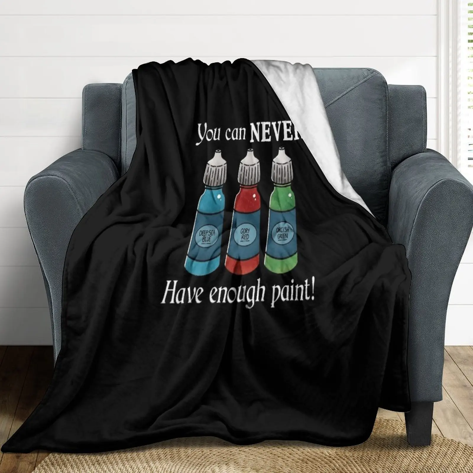 You can never have enough paint - On Black Throw Blanket couch cozy soft plush fuzzy picnic outdoor blanket