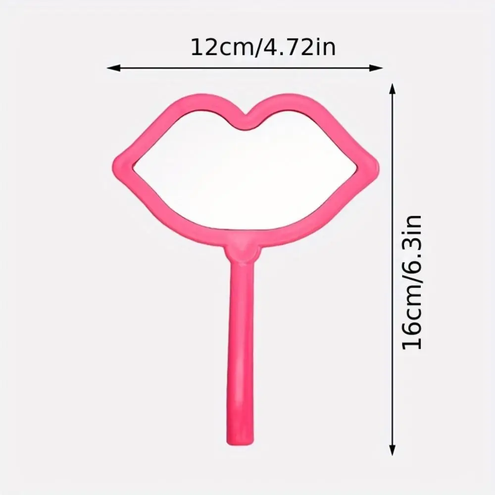 Portátil Handheld Espelho De Plástico para Mulheres, Formato De Lábios, Único, Kawaii, Simples, Tamanho De Viagem, Decorativo