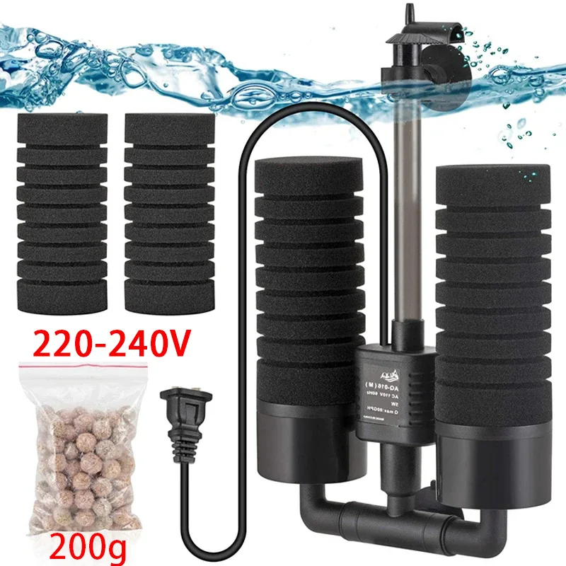 220V 50Hz Aquarium Filter Electric Power Filter Biochemical Sponge Silence Submersible Bio Media Balls Fish Tank Accessories