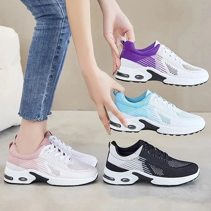 

Oulylan Plus Size Breathable Sports Shoes Women Wear-resistant Air Cushion Sneakers Casual Lightweight Running Footwear 36-44