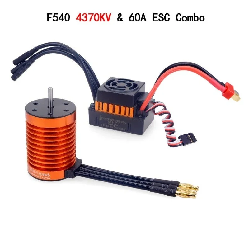 UniFlyWaterproof F540 Brushless Motor 4370KV 60A ESC Combo Programmable Speed Controller 1/10 RC Car Model Upgrade Parts