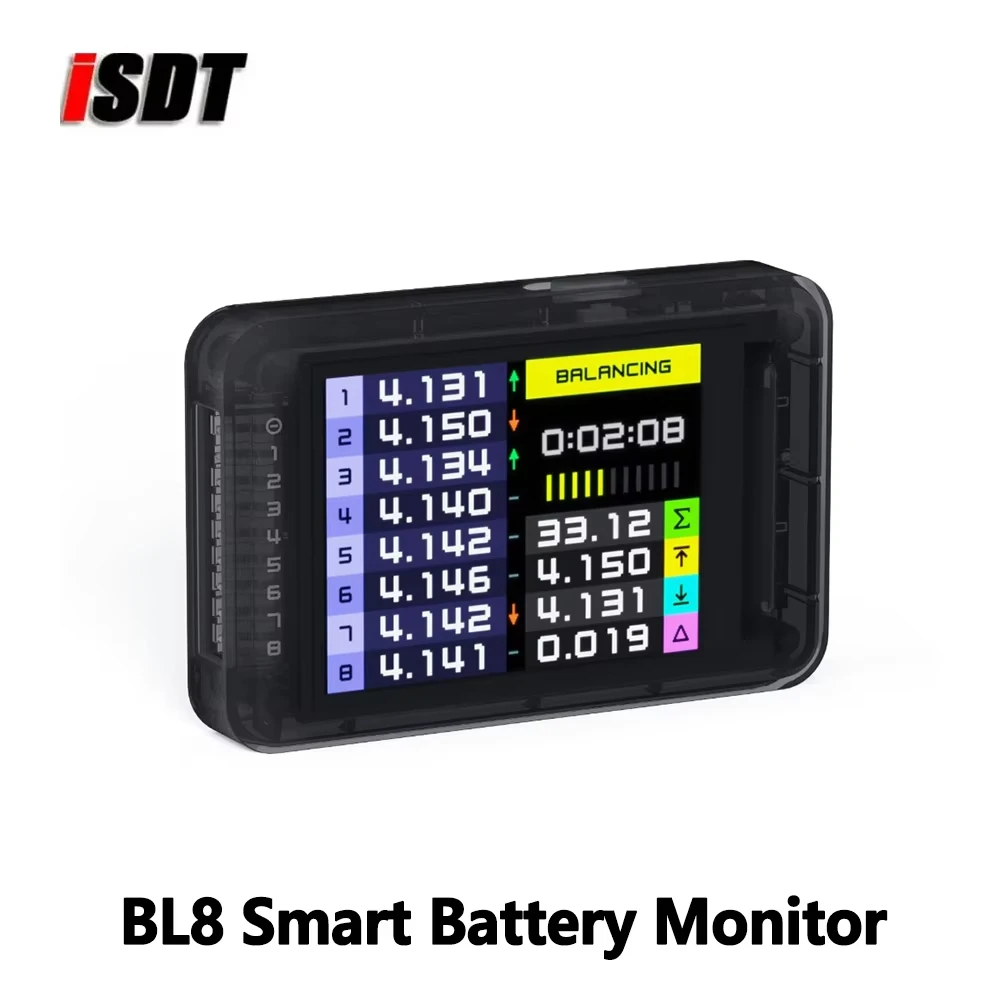 ISDT BL8 Smart Battery Checker 2S-8S LiPo Battery Voltage Tester 3A Active Balancer LCD Display RC Model Battery Monitor