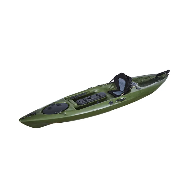 Durable And Practical One Person Plastic Eco-Friendly Sea Fishing Kayak With Toe Controlled Rudder System And Sit-On-Top Design