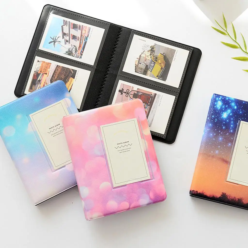 64 Slot Mini Photo Album PVC Cover Organizer for Fujifilm Instax Mini 9 8 7S 90 70 50 25S Starry Pattern Keepsake Case
