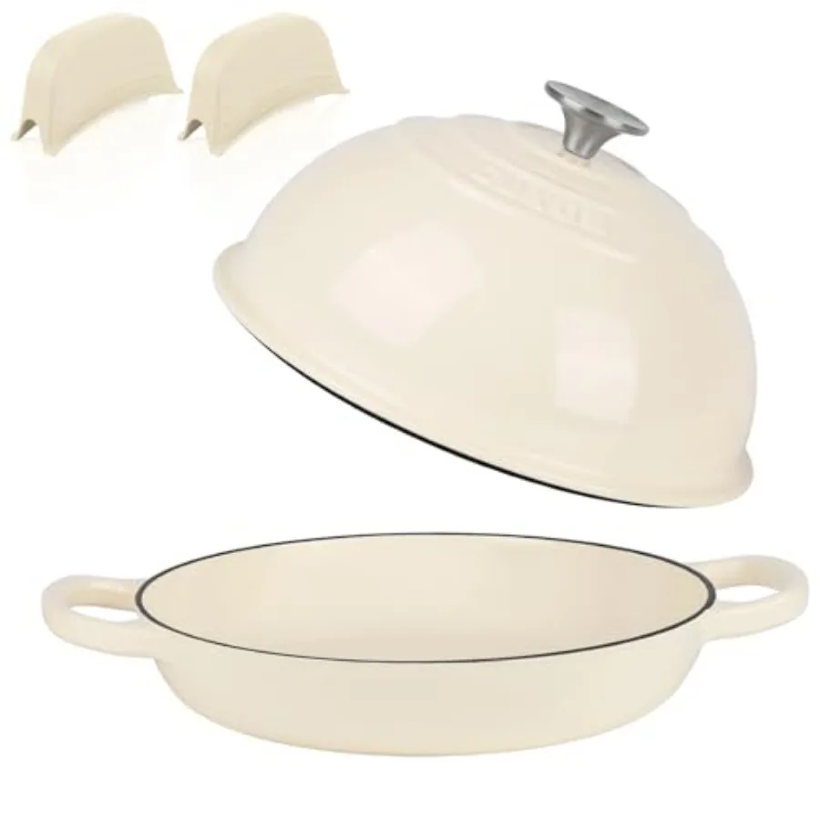 

Чугунная эмалированная жаровня с крышкой для выпечки хлеба, антипригарная кастрюля для духовки/плиты, для запекания, тушения, приготовления на пару