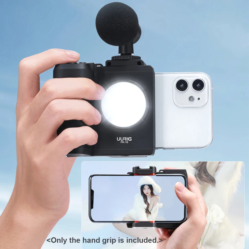 UURIG PH-10 Wireless Handle G rip Phone Holder Stabilizer for Smartphone Vlog Remote Control 1/4\