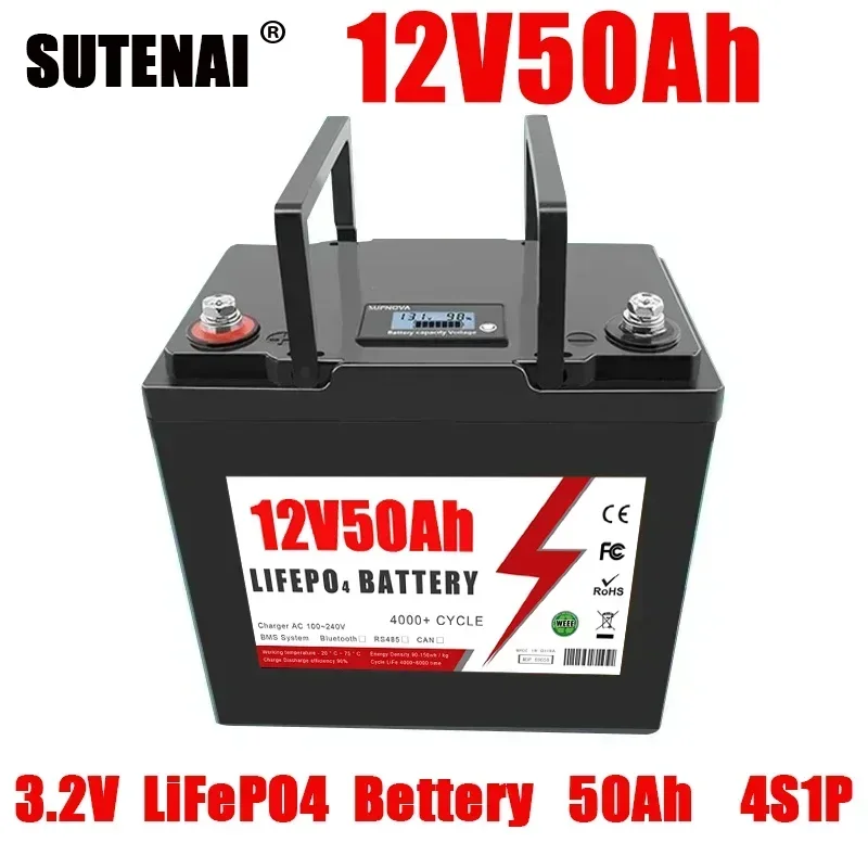 

2024,12V LifePo4 Genuine Rechargeable Lithium Iron Phosphate Battery Pack 12V 50AH Built-In BMS For+free shipping