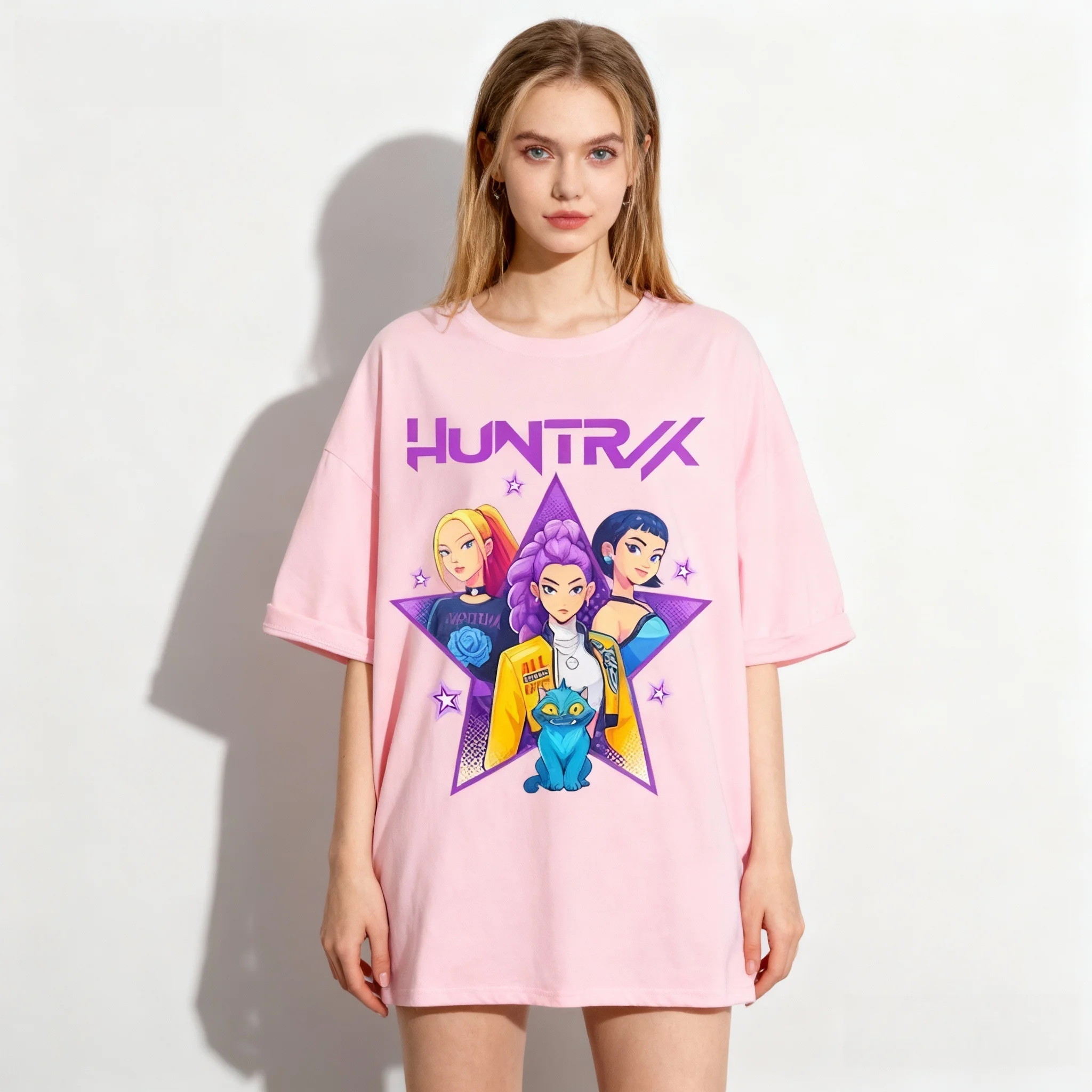Summer Anime Movie KPOP Witch Hunt T-shirt Korean Style European and American Street Oversized Adult Women's and Children's Tops