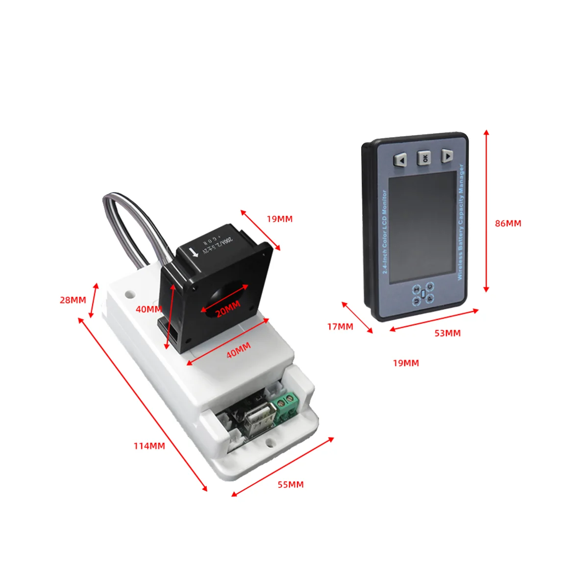 VAC8810F 2.4 Cal bezprzewodowy miernik napięcia + skrzynka pomiarowa kulometr pojemność detektor mocy 120V 100A Tester Monitor