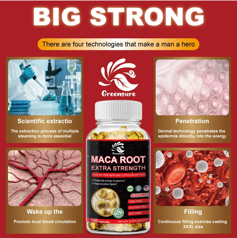 Maca Root 4000mg | 60/120 Capsules | High Potency Extract | Non-GMO and Gluten Free Formula