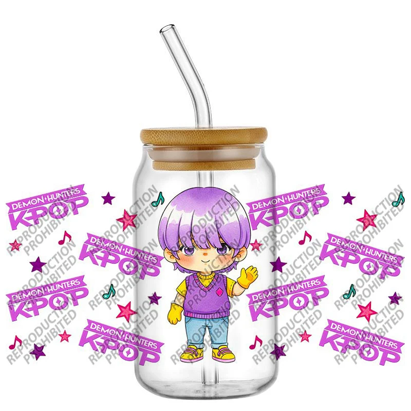 K-POP Vibes Collection 16oz Libbey Can Transfer Stickers ChibiIdol Style Waterproof Cup Wrap Decals for Mug Glasses Laptop view 3