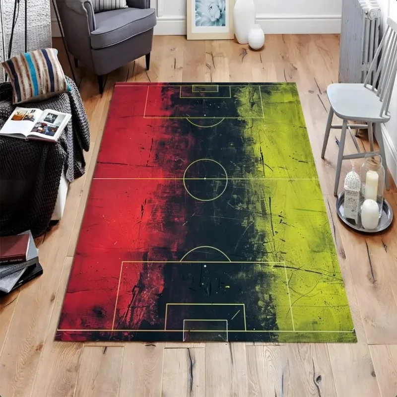 Non-slip Soccer Rug, Soft Washable Football Pitch Mat for Kids Bedroom Boys Playroom Gift