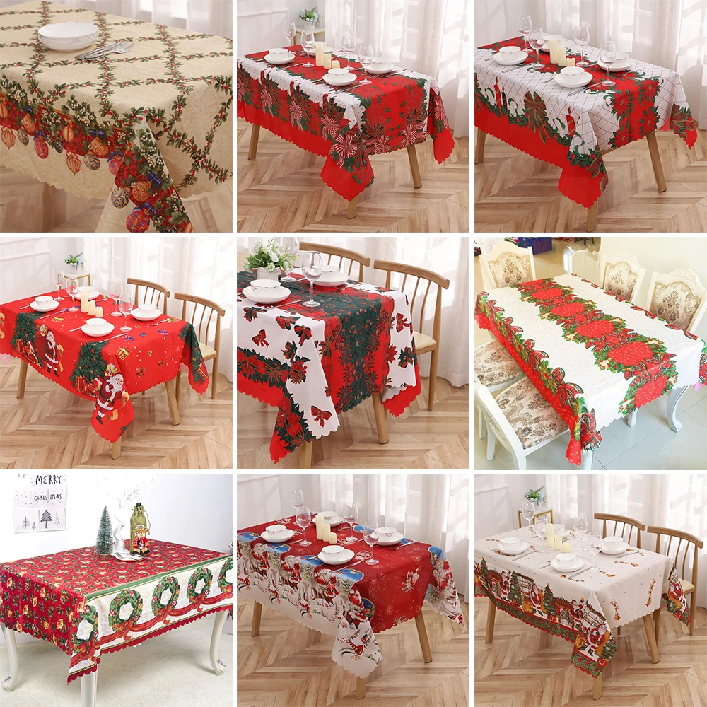 

1PC Christmas Style Flowers Tablecloth Rectangular Winter Tablecloth Harvest Holiday Fall Wedding Party Table Dinning Tablecover