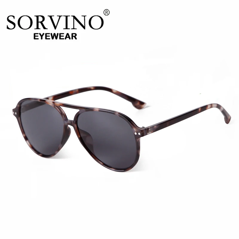 SORVINO 2024 Vintage Retro Pilot Sunglasses Women Men UV400 Gradient Blue Lens Leopard Sun Glasses For Ladies