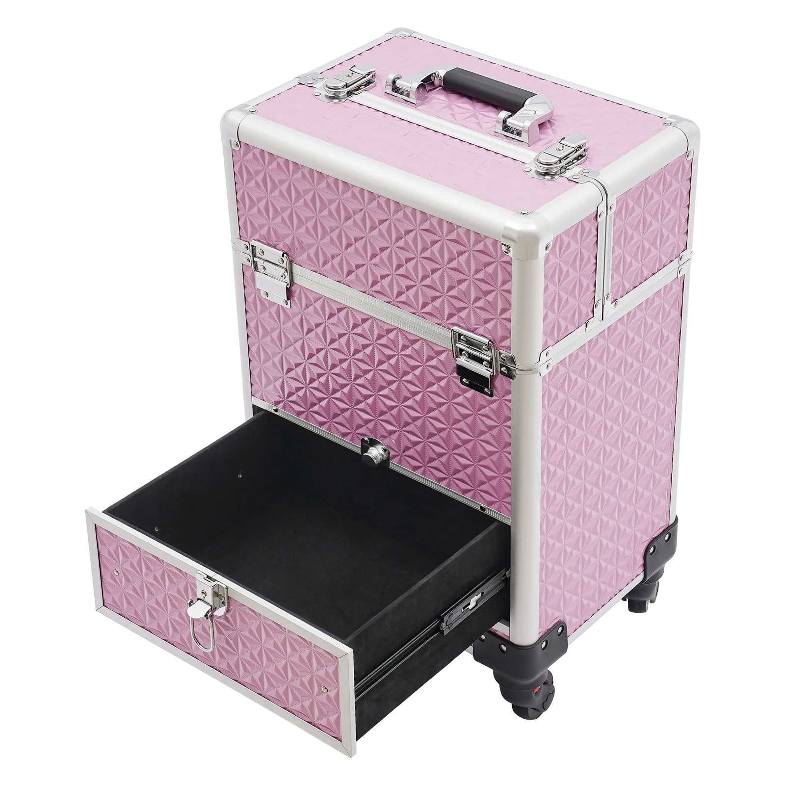 44.09lbs Professional Makeup Trolley 13.3*9.7*21.5in Rolling Nail Case Wheeled Manicure Storage Case Polish Organizer