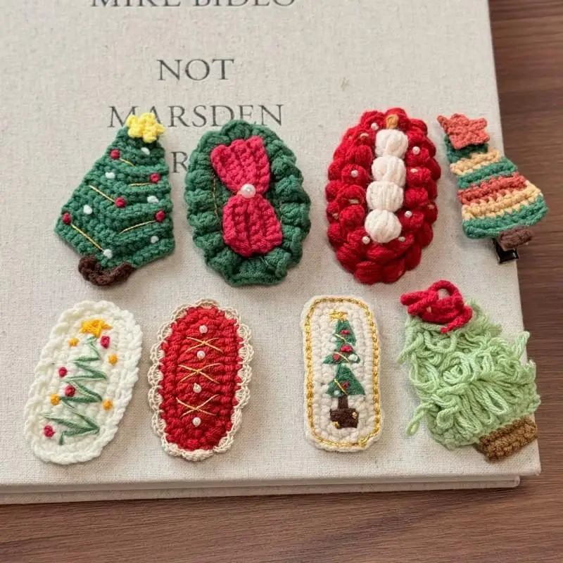 Niedliche Weihnachtsgarn-Haarspangen für Kinder, Pony, Haarnadel, Kopfbedeckung, lustiger Haarschmuck mit Weihnachtsmotiv