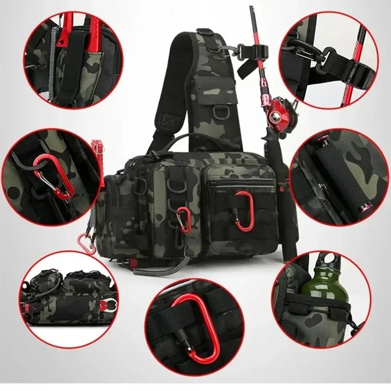 1pcs Fishing Chest Bag Large Capacity Crossbody, Tackle Bait Storage Bag Outdoor, Rod Reel Backpack Fishing Gear Sports Bag