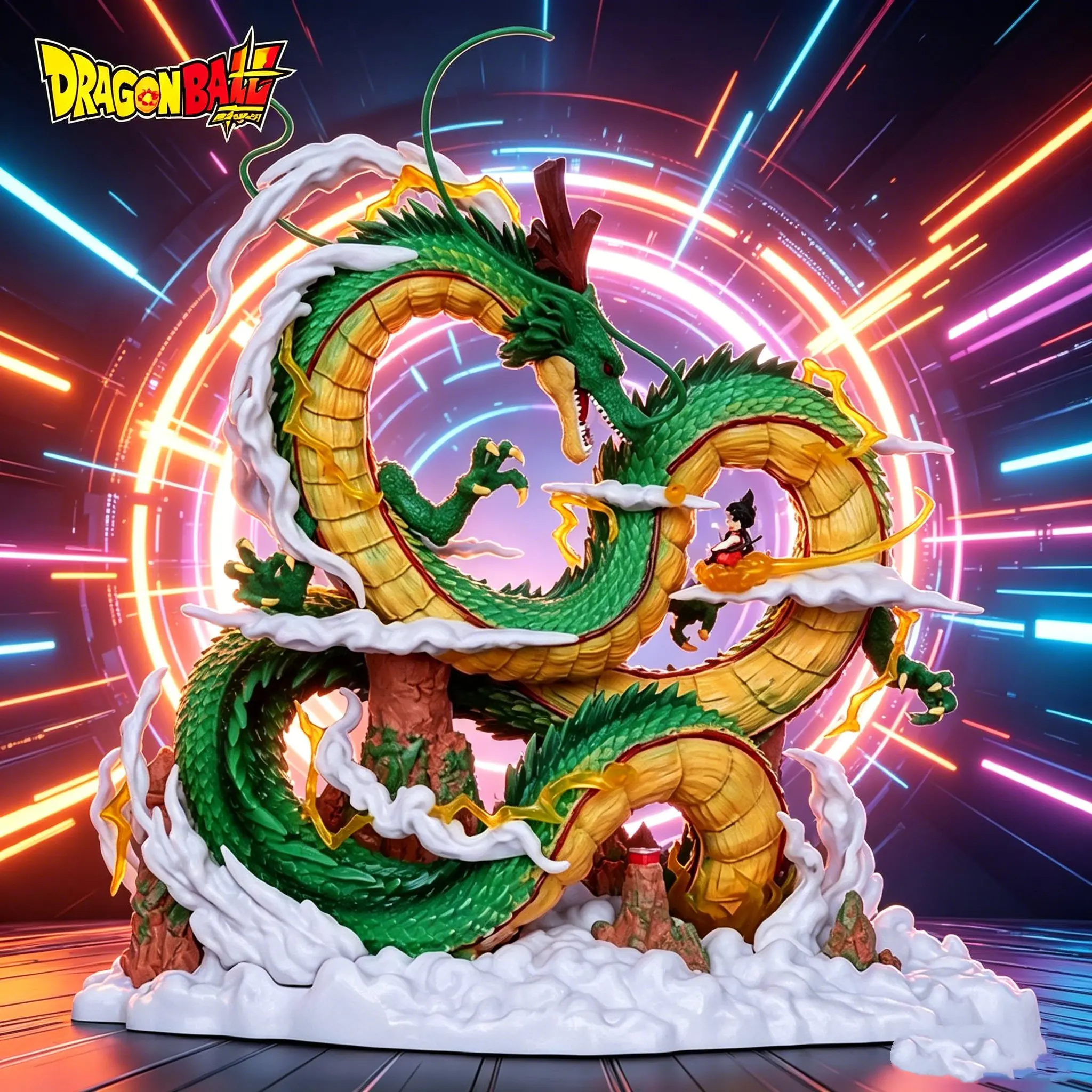 

22cm/8.66in Dragon Ball Anime Figure Shenron Figure Goku And Shenron Figurine Pvc Statue Collection Model Decoration Toys Gifts