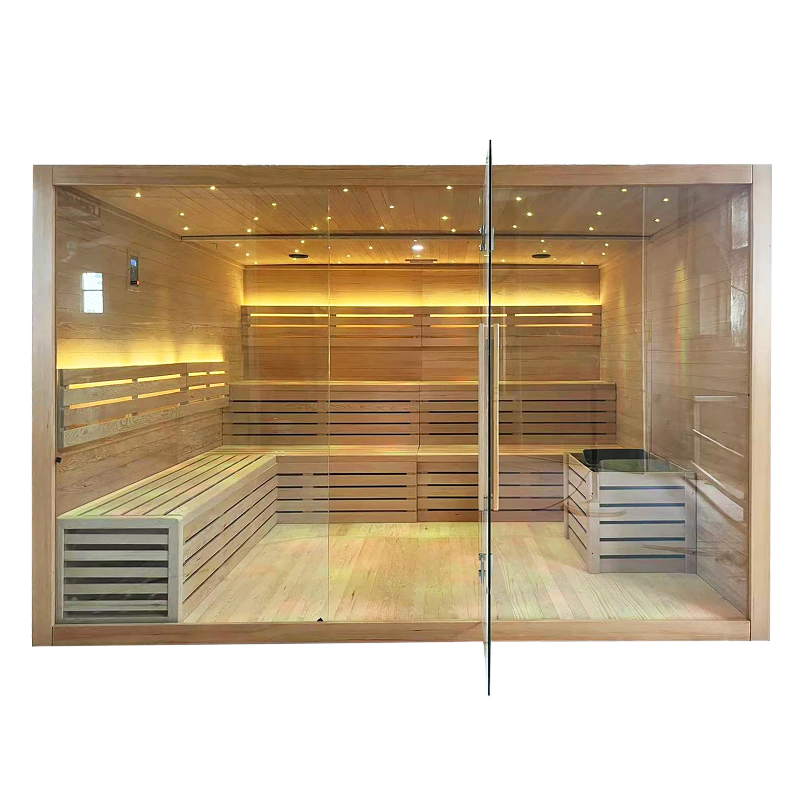 Optional SPA Tubs Sauna 8 Person Rooms Corner Glass Filter Commercial Large Infrared Sauna Room