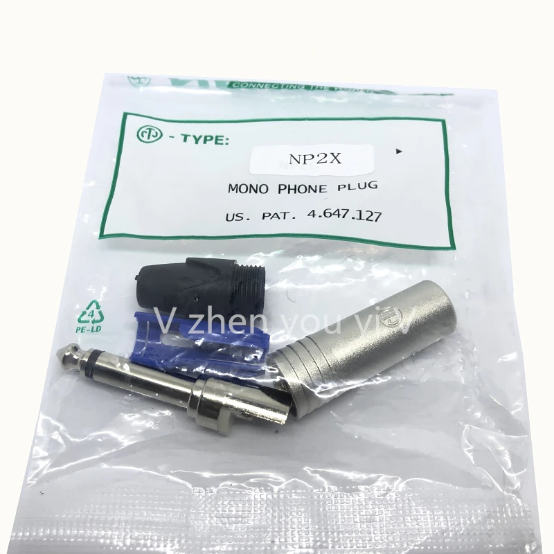 10pcs 100%New For NEUTRIK NP2X NP2X-B PLUG Mono Professional 2 Pole 6.35 mm 6.5mm Stereo Jack Plug Neutrik 6.35mm jack