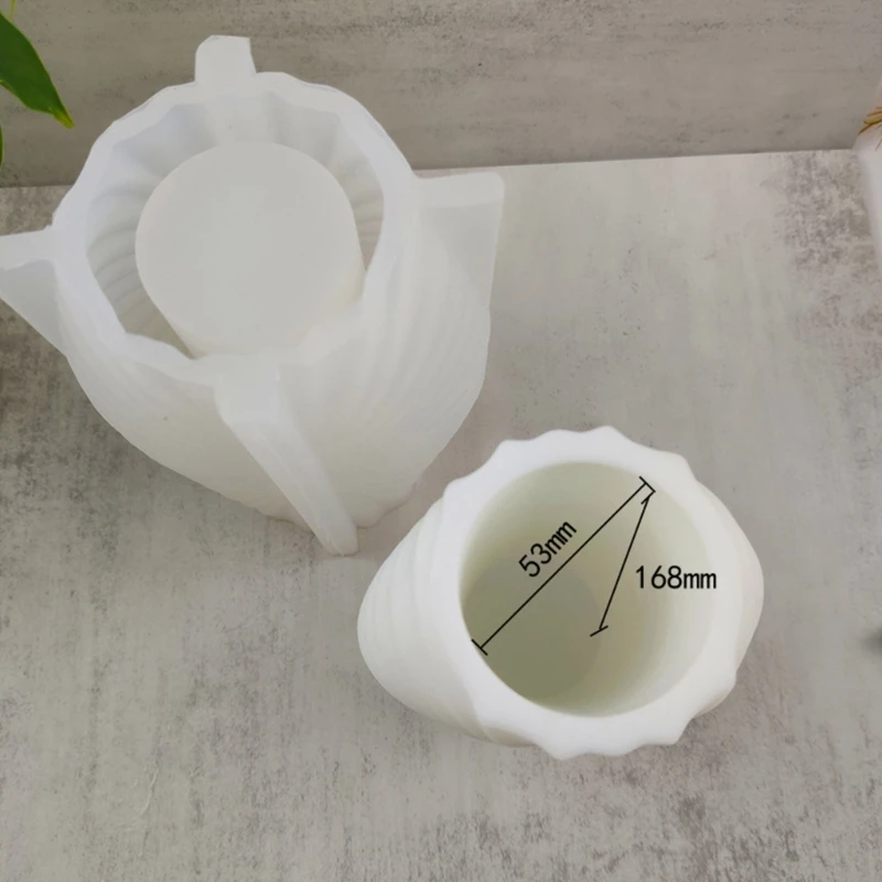 Container Silicone Mold with Ruffle Pattern Vase Epoxy Casting Molds Handmade