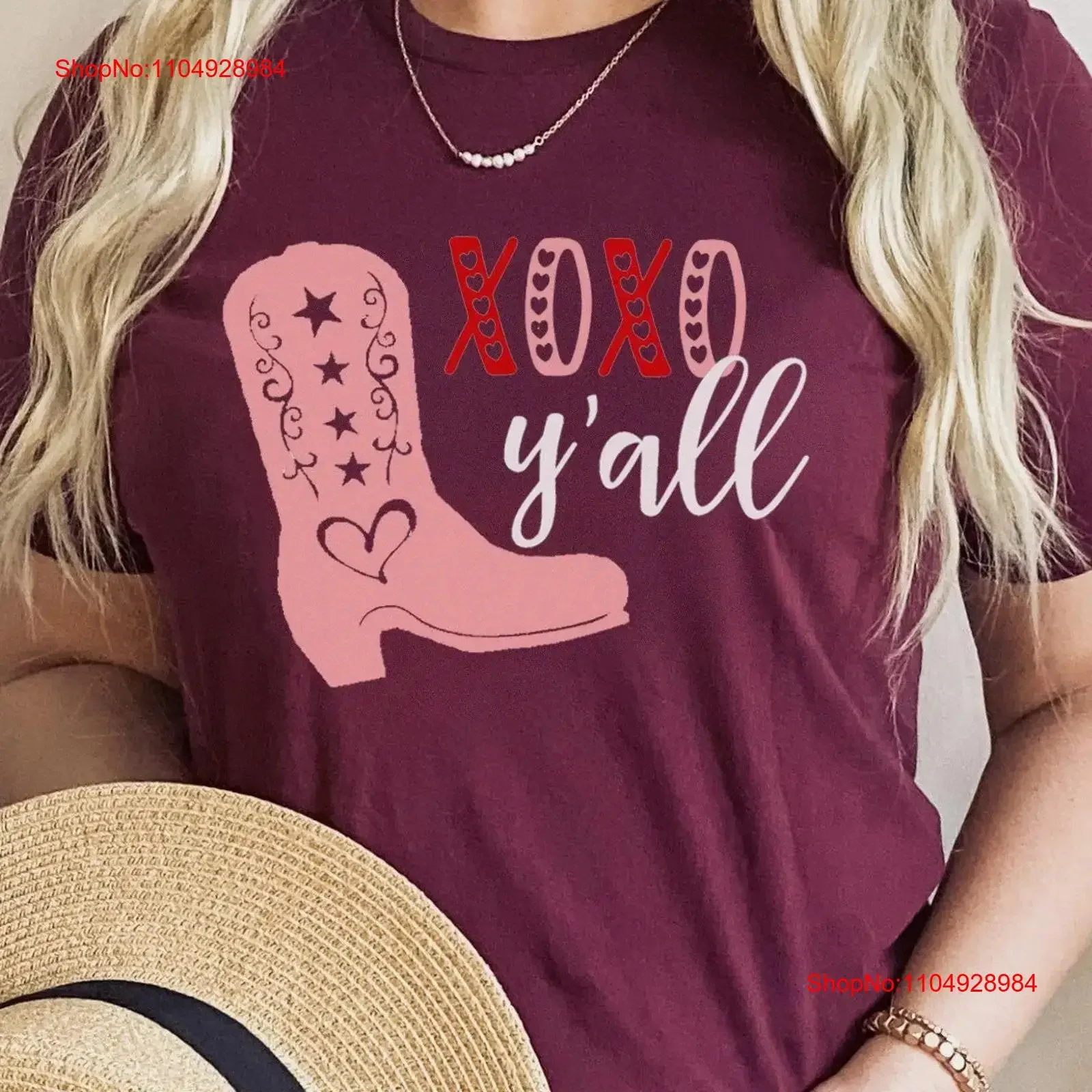 

XOXO Y'all T shirt Cute Valentine's Day Cowgirl Texas Valentines Women's vintage Washed Casual streetwear Slightly