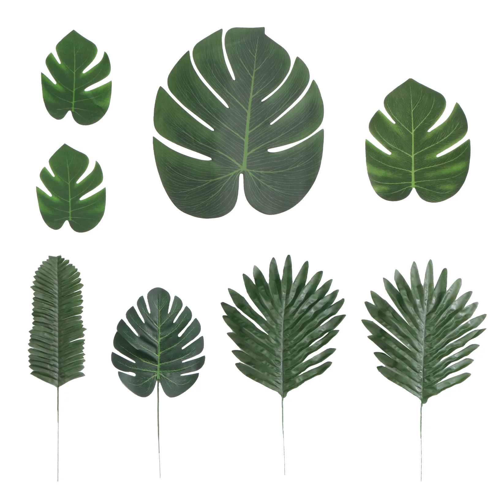 

60 Pcs Green Plants Lifelike Palm Leaves Beach Theme Party Greenery Leaves Decorations Wall Decor Indoors