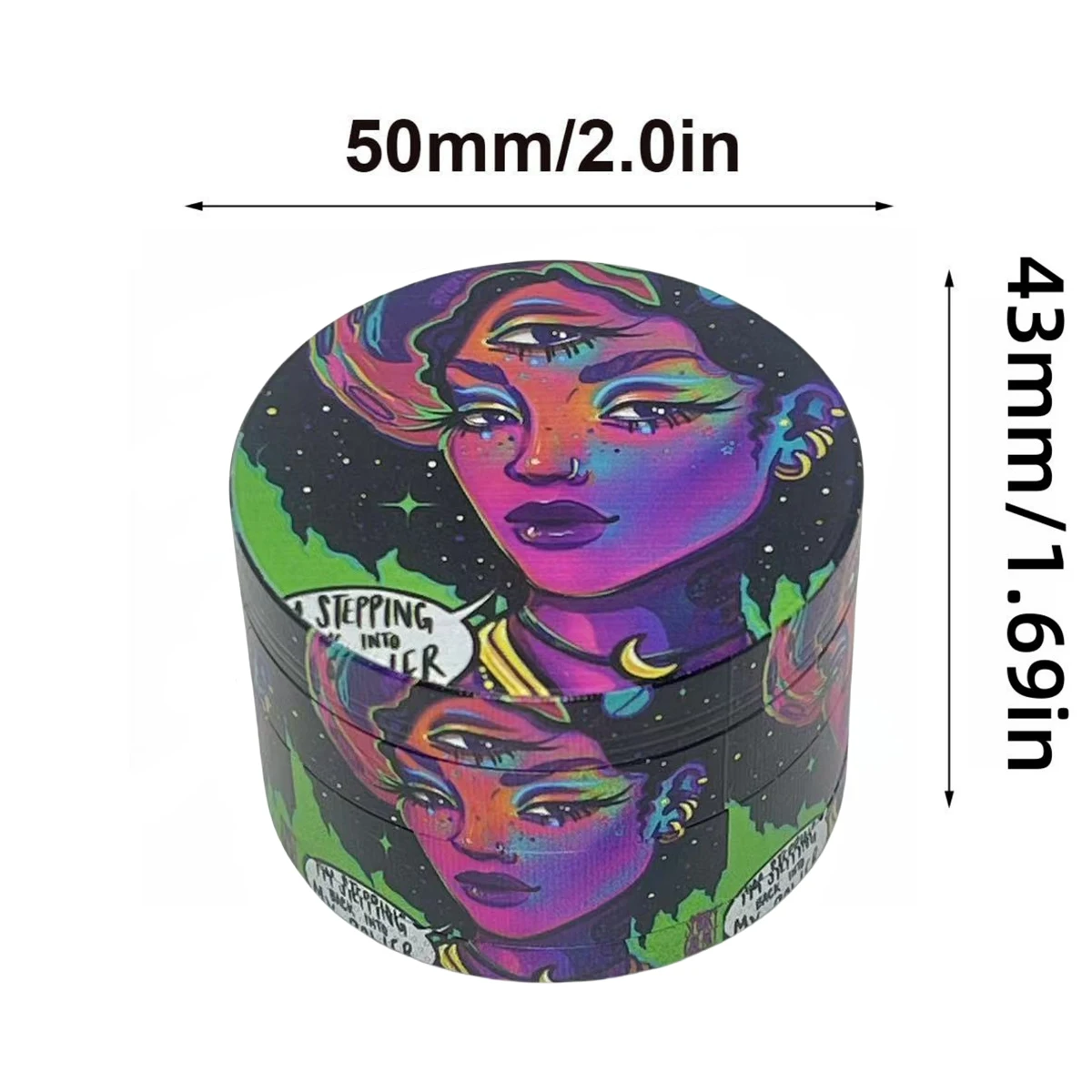 2インチ女神ハーブグラインダー、金属製4層手動ペッパーソルトモルタル、スパイスミル、草、生タバコグラインダー、喫煙用具