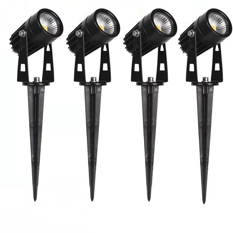 Home 6-12PCS LED Garden Lighting 5W Outdoor Spike Lawn Lamp Waterproof Lighting Spotlights AC110V220V DC12V24V 0.5 Meter Wire