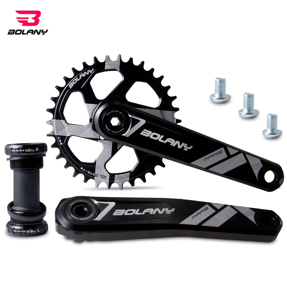 

bolany mountain bike crankset aluminum alloy crank, 34T/36T single disc CNC direct mount hollow crankset left and right cranks