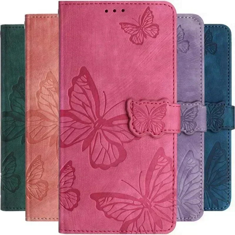 Cute Fashion Butterfly Phone Case For TCL 40 XL SE 403 405 406 408 40R 40X 40SE Wallet Card Slots Protect Phone Cover #DDB