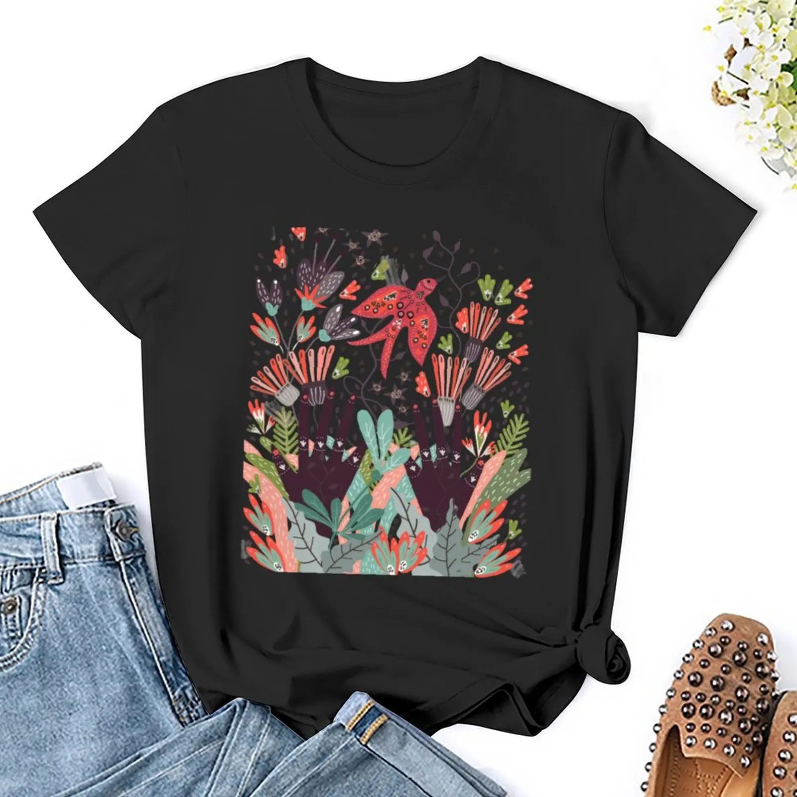 Spring Bird T-Shirt summer top shirts graphic tees t shirt dress Women