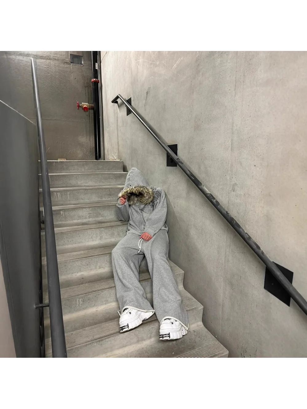 Y2K autumn and winter vintage printed plush hat hoodie, lazy and loose ins style American street jacket